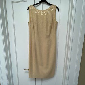 SPECTACULAR ESCADA 3 Piece: Gold Dress, Pants, Sweater Jacket Ensemble